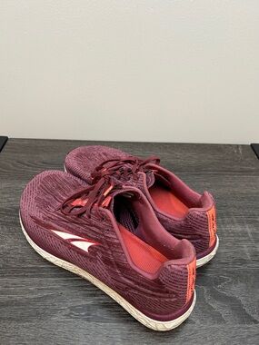 Altra Maroon Knit Running Sneakers with Orange Inner